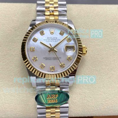 Swiss Clone Rolex Datejust ARF Lady Watch Two-Tone Mop Diamond Dial 31mm 